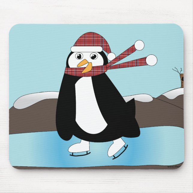 Tapis De Souris Patinage sur glace Pingouin Mousepad (Devant)