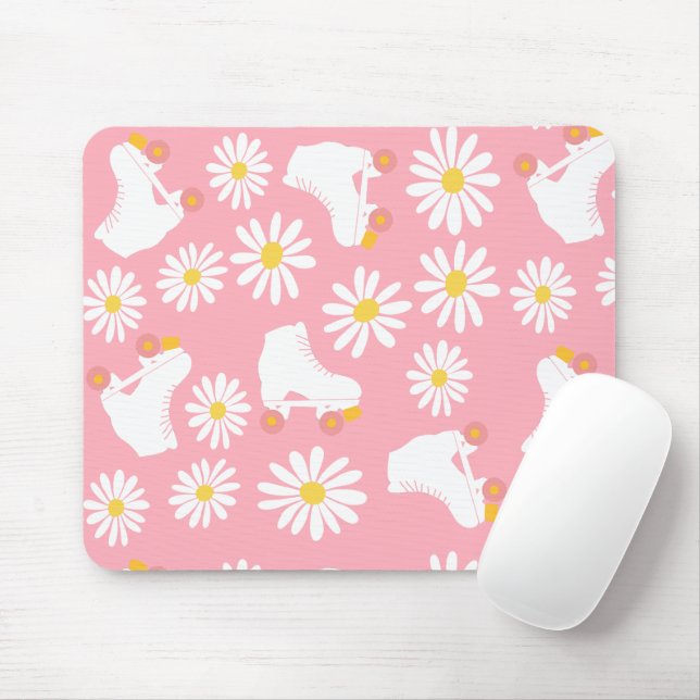 Tapis De Souris Patins floraux Roller Patinage Motif rose (Avec souris)