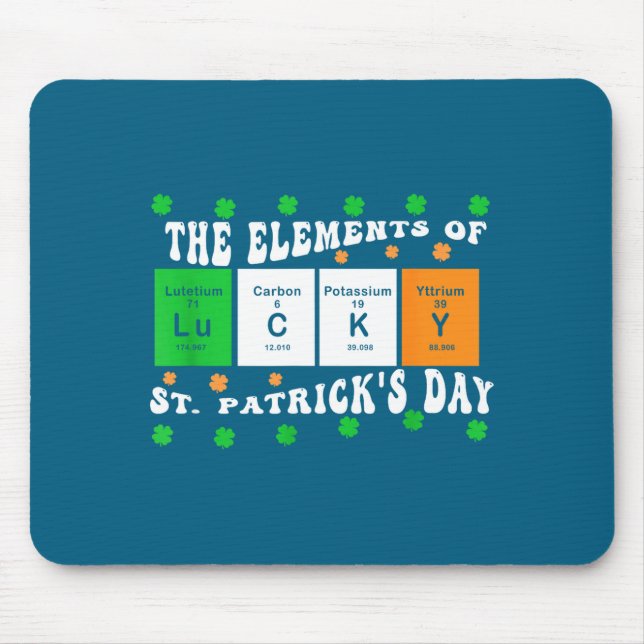Tapis De Souris Patricks Day Funny Elements Of Lucky Periodic Tabl (Devant)