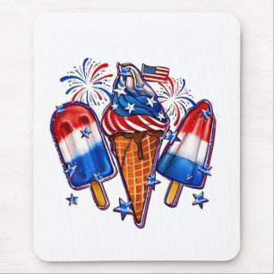 Tapis De Souris Patriotic Popsicles Crème de glace 4 juillet