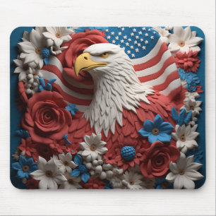 TAPIS DE SOURIS PATRIOTIQUE ROUGE BLANC BLEU AMÉRICAIN BALD EAGLE