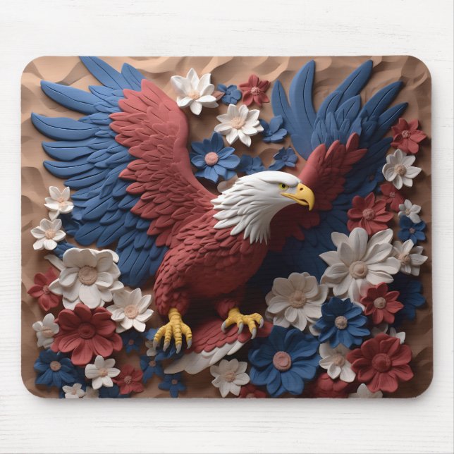 TAPIS DE SOURIS PATRIOTIQUE ROUGE BLANC BLEU AMÉRICAIN BALD EAGLE (Devant)