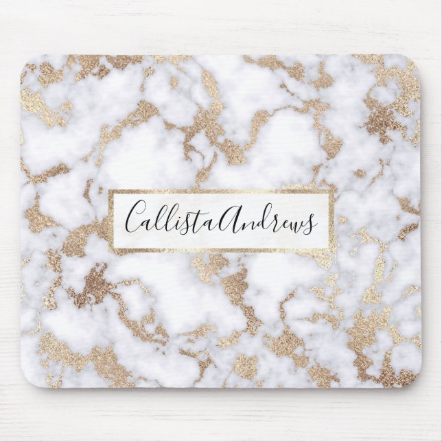 Tapis De Souris Pattern de Chic White Gold Foil (Devant)