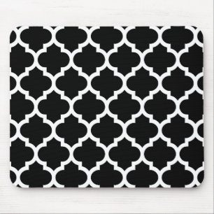 Tapis De Souris Patters noirs White Moroccan Quatrefoil #5