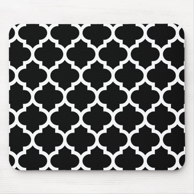 Tapis De Souris Patters noirs White Moroccan Quatrefoil #5 (Devant)