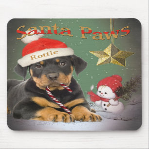 Tapis De Souris Pattes Mousepad de Père Noël de chiot de