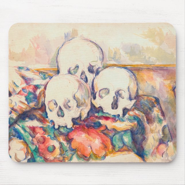 Tapis De Souris Paul Cezanne - Aquarelle à trois crânes (Devant)