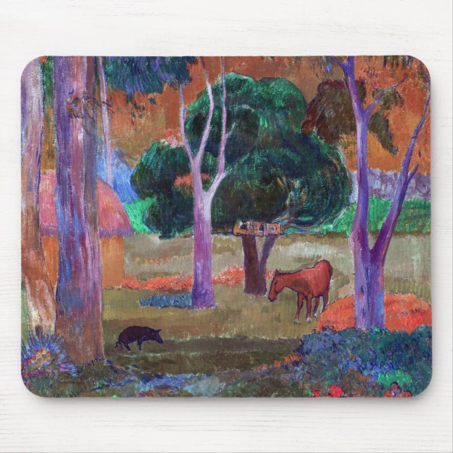 Tapis De Souris Paul Gauguin - Paysage avec un cochon et un cheval (Devant)