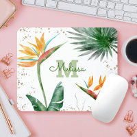 Paume de feuillage Tropical Monogramme Floral Or