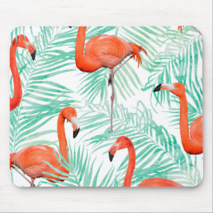 Tapis De Souris Paume de Flamant rose et de menthe