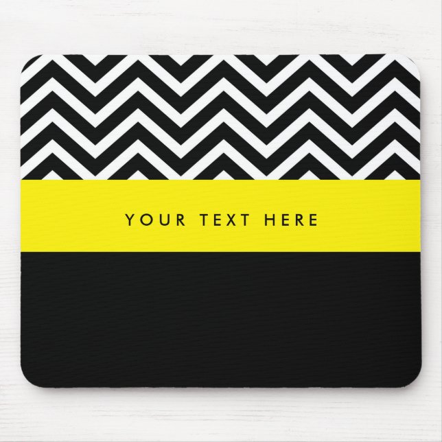 Tapis De Souris Pavé moderne Chevron Black & Jaune à la mode souri (Devant)