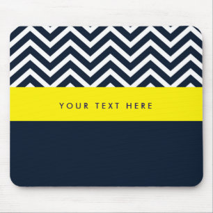 Tapis De Souris Pavé moderne Chevron Marine bleu et jaune tendance