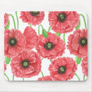 Tapis De Souris Pavot aquarelle motif floral