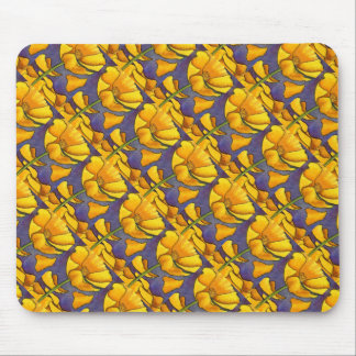 Tapis De Souris Pavot jaune Motif carrelé Floral Mousepad
