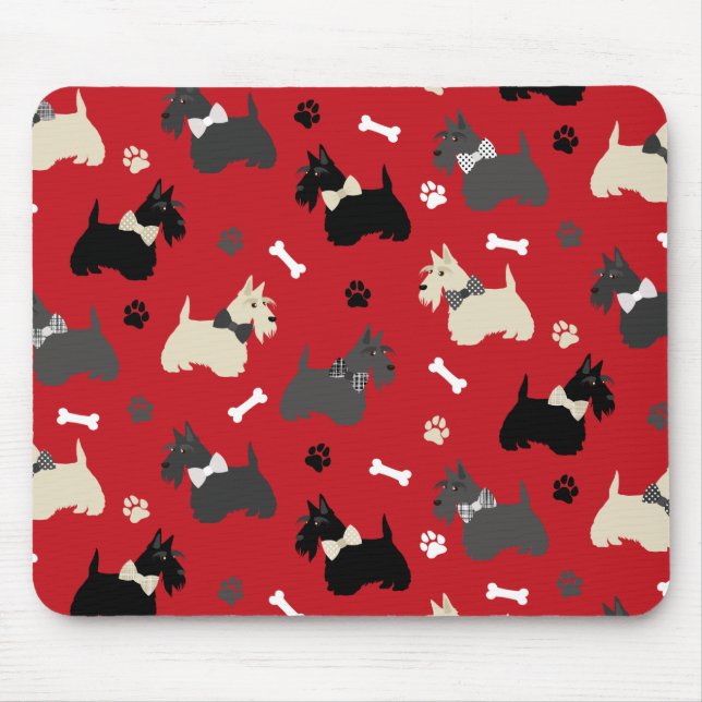 Tapis De Souris Paws et os écossais (Devant)