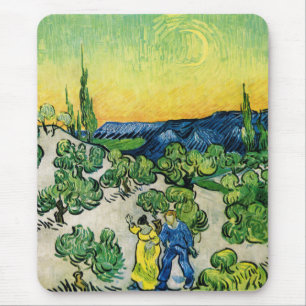 Tapis De Souris Paysage avec couple en promenade de Vincent van Go