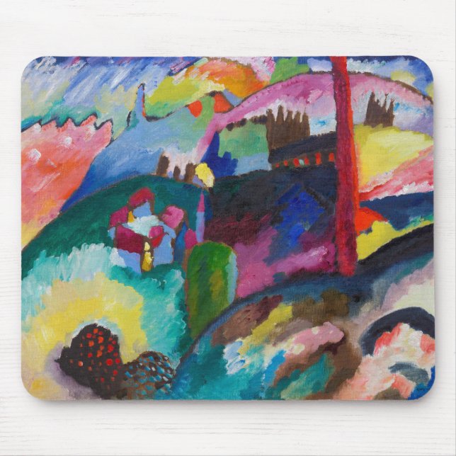 Tapis De Souris Paysage avec rein d'usine, Wassily Kandinsky (Devant)