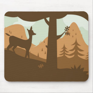 Tapis De Souris Paysage d'automne avec cerfs