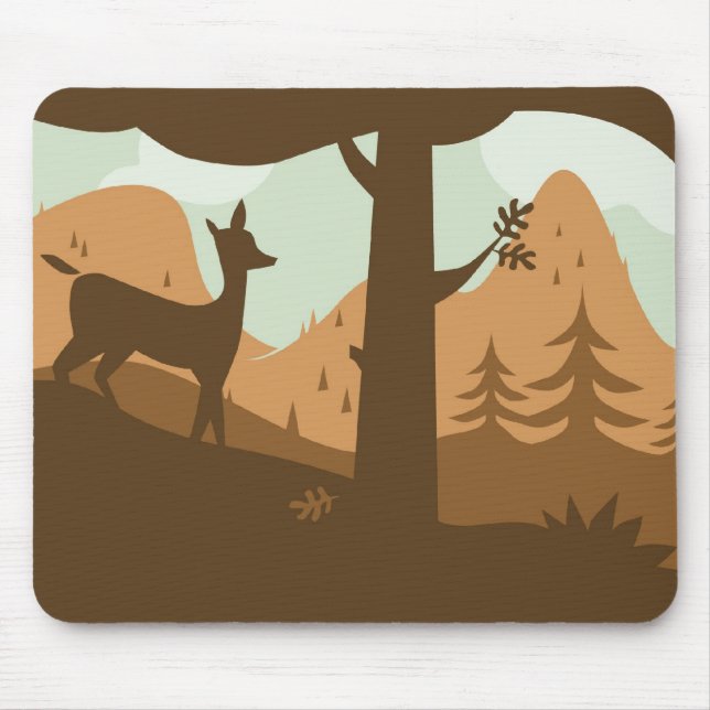 Tapis De Souris Paysage d'automne avec cerfs (Devant)