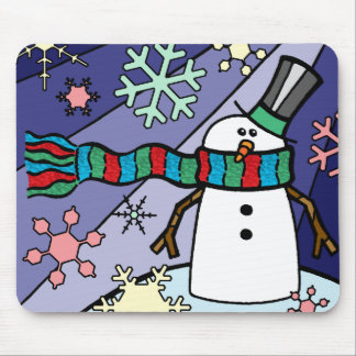 Tapis De Souris Paysage de bonhomme de neige