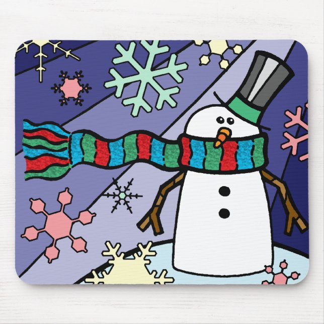 Tapis De Souris Paysage de bonhomme de neige (Devant)