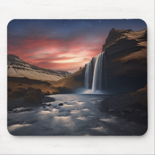 Tapis De Souris Paysage de la cascade en Islande