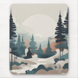 Tapis De Souris Paysage de la forêt de Boho