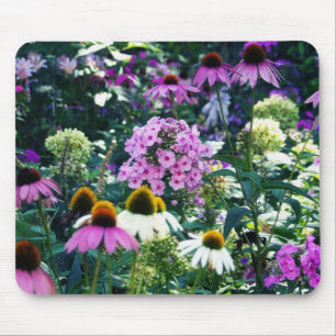 Tapis De Souris Paysage de Phlox de jardin rose avec des fleurs co