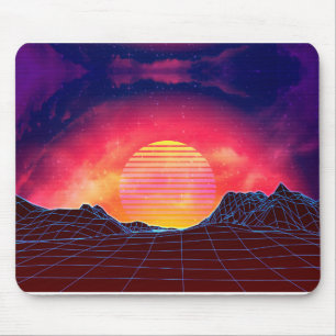 Tapis De Souris Paysage de Vaporwave avec des roches