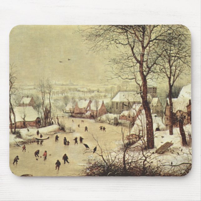 Tapis De Souris Paysage d'hiver avec un piège d'oiseau - 1565 (Devant)