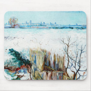 Tapis De Souris Paysage enneigé avec Arles de Vincent van Gogh