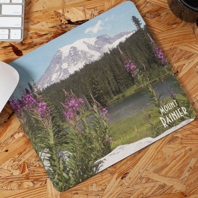 Tapis De Souris Paysage Pittoresque du Mont Rainier et Fleur sauva (Créateur téléchargé)