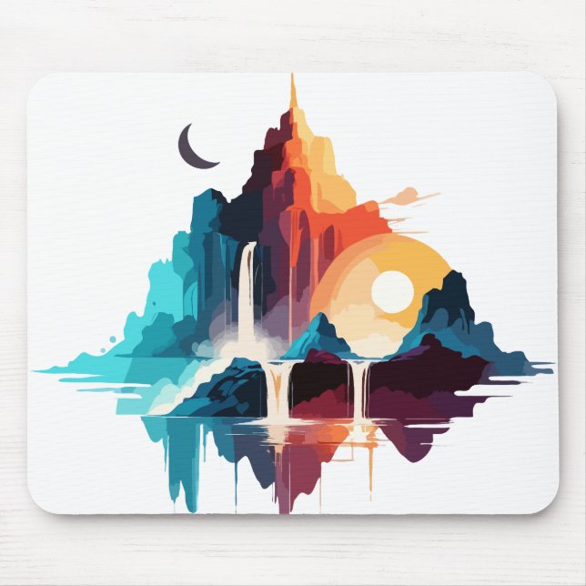 Tapis De Souris Paysage serein Calme nature paisible Montagnes (Devant)