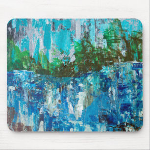 Tapis De Souris Paysage texturé bleu et vert Abstrait