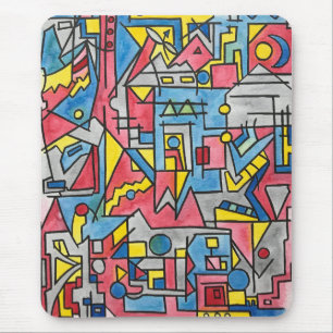 Tapis De Souris Paysage urbain - Art géométrique Bauhaus moderne a