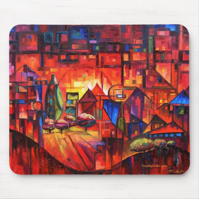 Tapis De Souris Paysage urbain de parallaxe - Mousepad (Devant)