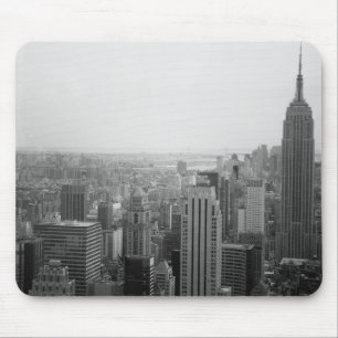 Tapis De Souris Paysage urbain noir et blanc d'horizon de NYC