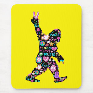 Tapis De Souris Peace Love Bigfoot Hippie Funny Bigfoot Lover