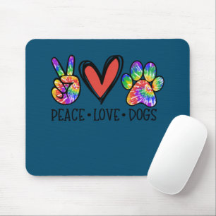Tapis De Souris Peace Love Chiens Paws Tie Dye Rainbow Animal Resc