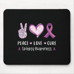 Tapis De Souris Peace Love cure Epilepsie sensibilisation hommes f