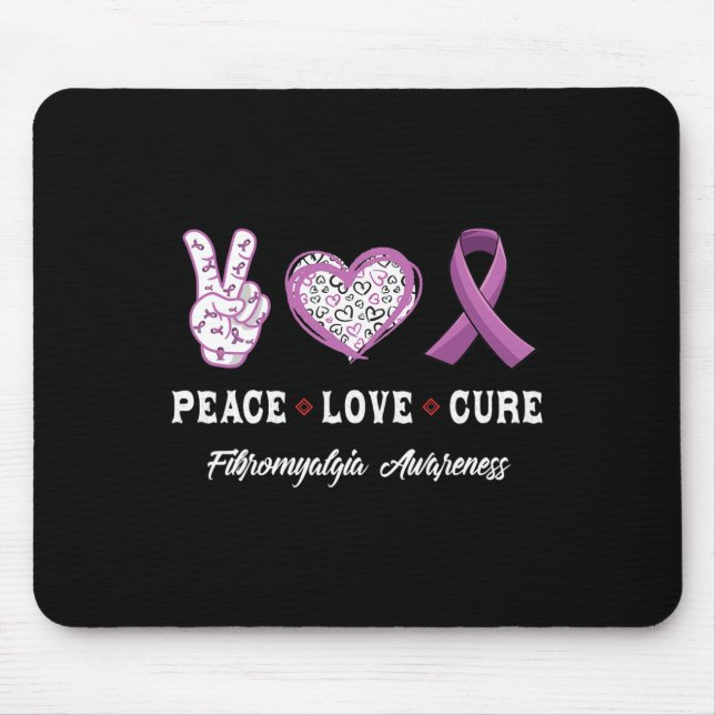 Tapis De Souris Peace Love Cure Fibromyalgie Sensibilisation Homme (Devant)