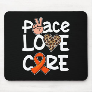 Tapis De Souris Peace Love Cure Orange Ribbon Sensibilisation à la