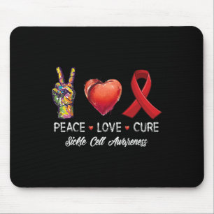 Tapis De Souris Peace Love Cure Sickle Cell Sensibilisation Hommes