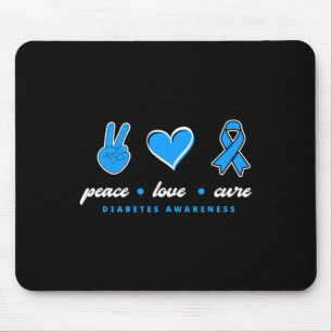 Tapis De Souris Peace Love Cure T1D Guerrier Type One Diabetes Awa