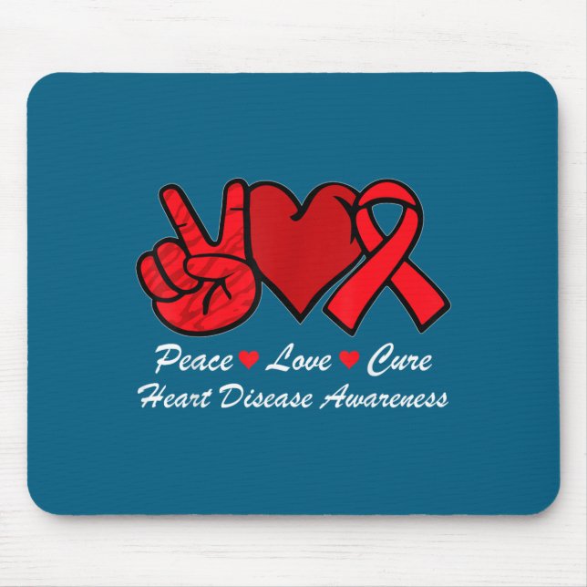 Tapis De Souris Peace Love Heart Disease Awareness Chd Suprt Wear  (Devant)