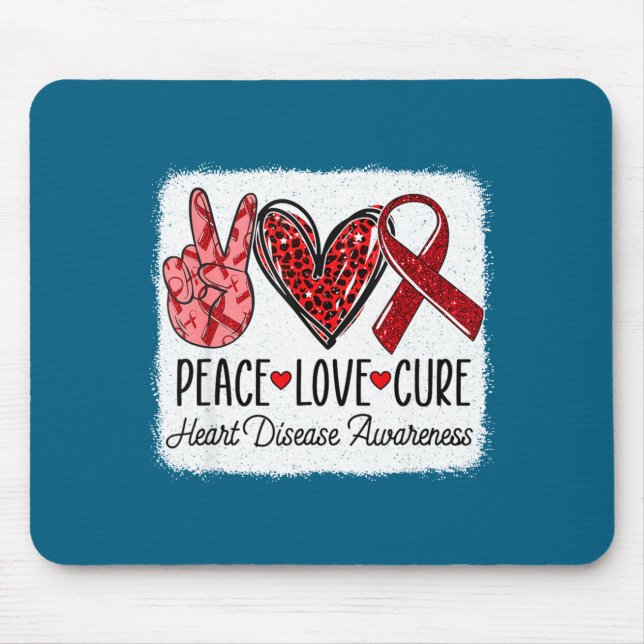 Tapis De Souris Peace Love Heart Disease Awareness Chd Suprt Wear  (Devant)