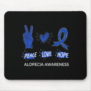 Tapis De Souris Peace Love Hope Alopecia Awareness Areata Ribbon S