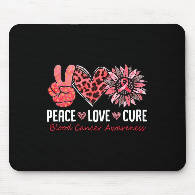Tapis De Souris Peace Love Hope Blood Cancer Awareness Rouge Ruban (Devant)