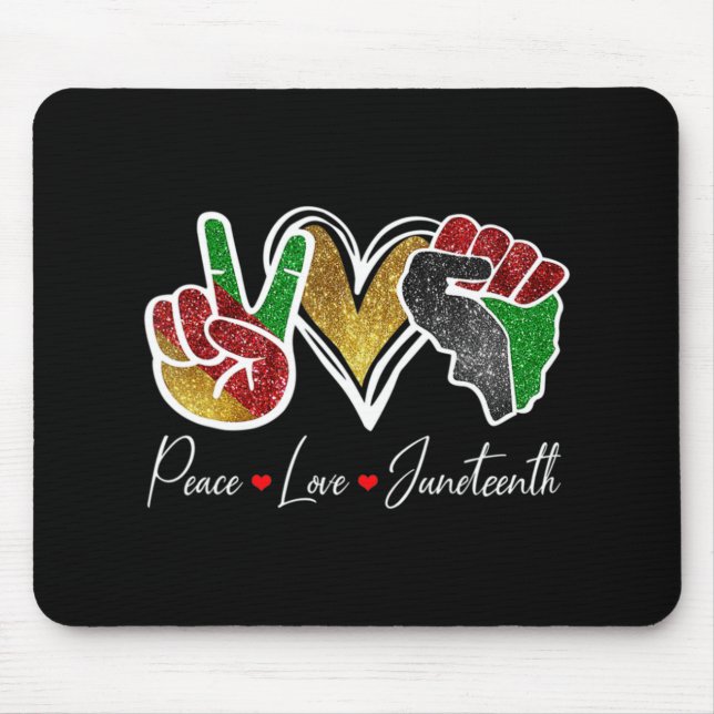 Tapis De Souris Peace Love Junetten Black Pride Freedom 4th Of J (Devant)
