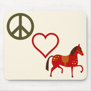 Tapis De Souris Peace Love Ponies Horse Mousepad